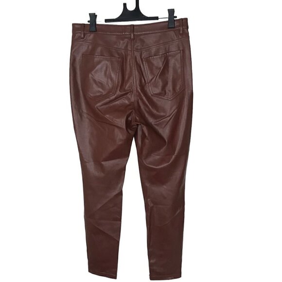 Aritzia Wilfred Free Cognac Charm Faux Leather High Waisted Pants Size 12 - Picture 6 of 9